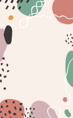 Yumuşak renklerde soyut şekillere sahip minimalist bir arkaplan.