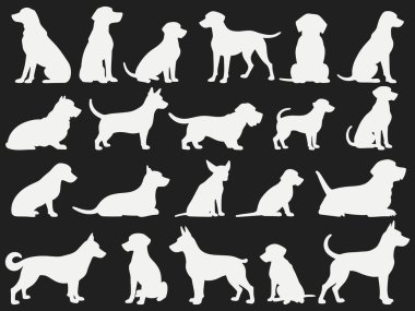 Çeşitli köpek türleri, temiz, minimalist tarzda siluetler üretirler..