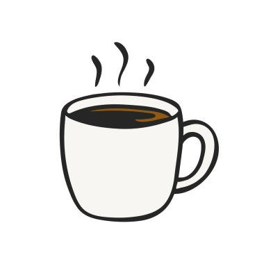 Hand drawn illustration of a steaming cup of coffee, with a simple and expressive style. clipart