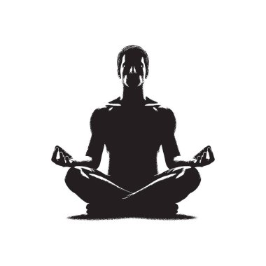 Lotus Konumundaki Meditasyon Kişisinin Silueti.