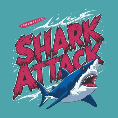 Shark saldırı grafiği dokulu metin, soyut dalgalar ve sıçramalar, tehlike ve heyecan iletimi.