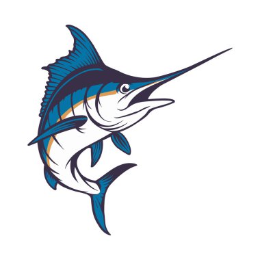 Parlak kılıçbalığı çizgileri ve koyu mavi tonlarıyla.