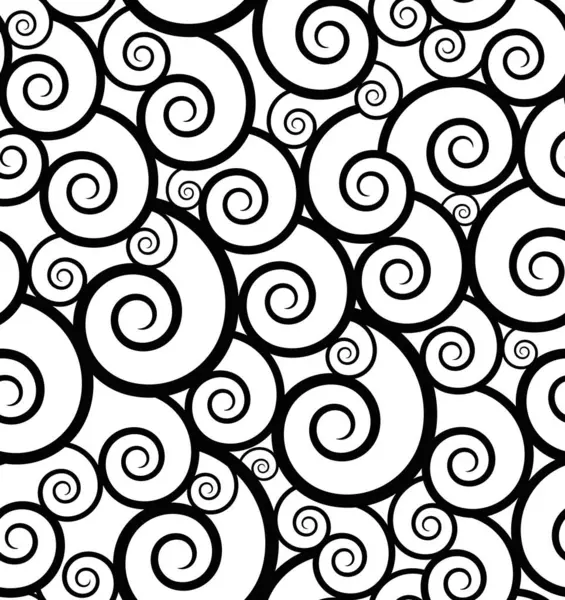 İç içe geçmiş kıvrımları olan kusursuz siyah ve beyaz spiral desenler..