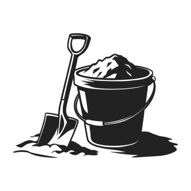 Tek renkli kum kovası ve kürek grafiği.