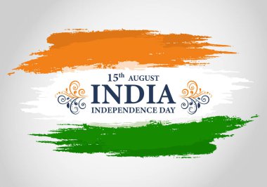 Hindistan 'ın Safran ve yeşil fırça darbeleriyle Bağımsızlık Günü tasarımı.