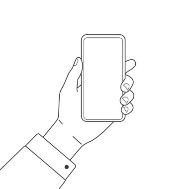 Boş bir akıllı telefonu tutan takım elbise..