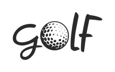 Tek renkli tasarım, bir top ikonuyla stilize edilmiş golf harfleri..