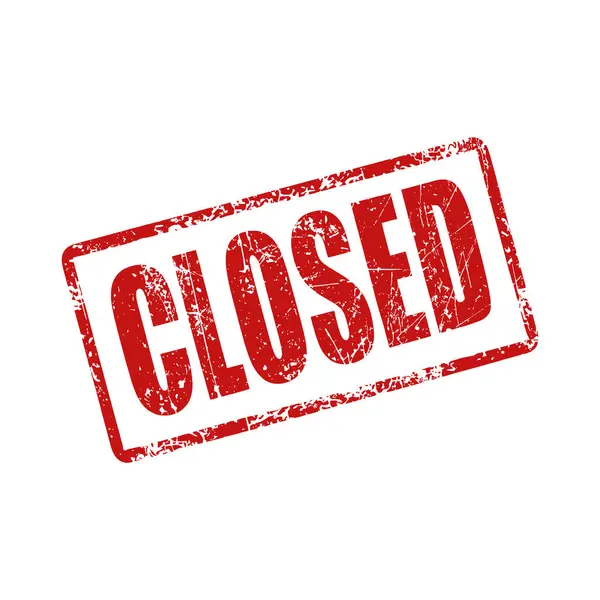 Kapalı metni olan pis kırmızı kauçuk damga..