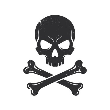 Klasik siyah-beyaz siluet. Kafatası ve çapraz kemikler. Biraz sıkıntılı bir dokusu var..