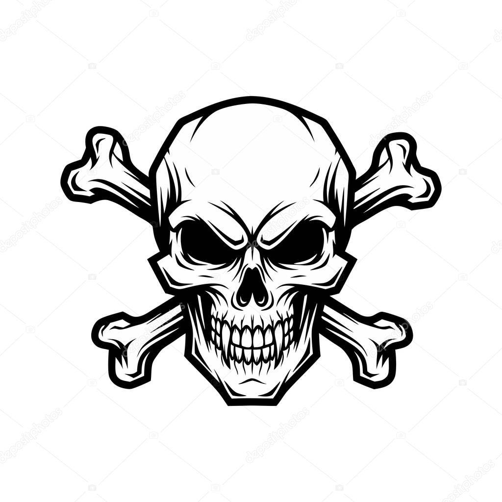 Classic Jolly Roger design featuring a menacing skull and crossed bones.