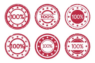 Yüzde 100 'ü temsil eden çeşitli eski tarz pullar..