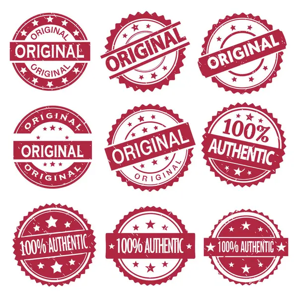 Orijinalliği garantilemek için çeşitli dairesel ve kurdele kırmızısı pullar..