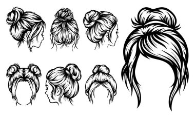 Farklı siyah-beyaz dağınık çörek grafikleri koleksiyonu.