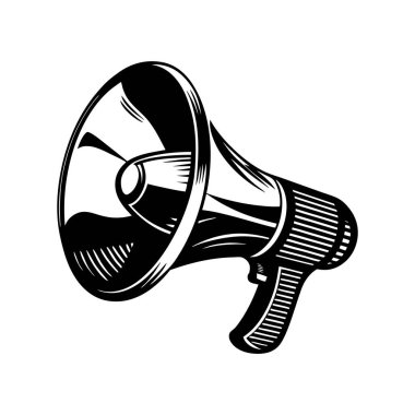 Basit, cesur bir megafon sanatı, yayın ve bağırma kavramları..