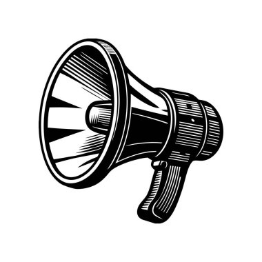 Klasik bir megafon çizimi, duyurular ve topluluk önünde konuşma için mükemmel..