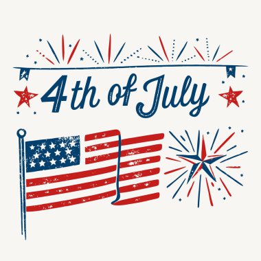 Görüntü, Amerika 'nın Bağımsızlık Günü' nün özünü önde gelen Amerikan bayrağıyla iletiyor.