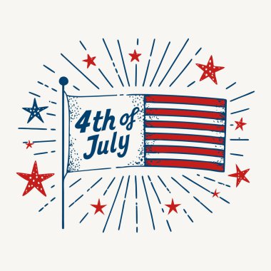 Bağımsızlık Günü için ABD bayrağının yıldız ve çizgilerini içeren vatanseverlik tasarımı.