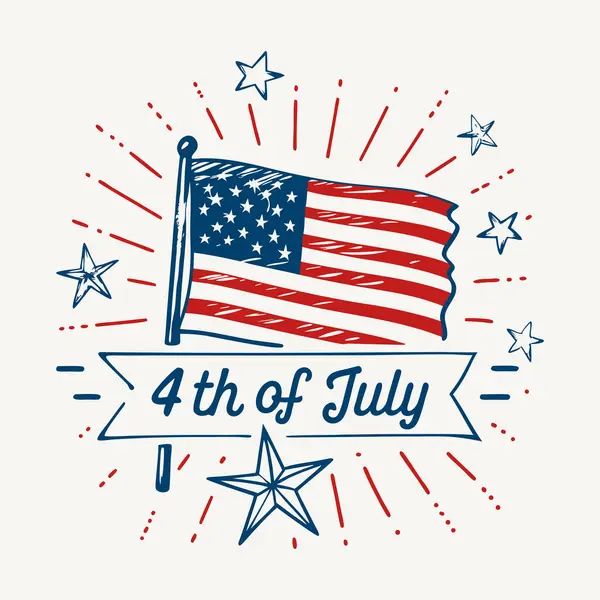Bağımsızlık Günü için ABD bayrağının yıldız ve çizgilerini içeren vatanseverlik tasarımı.