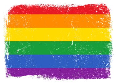 Sıkıntılı gökkuşağı gurur bayrağı grunge dokusuyla, LGBTQ artı hakları, çeşitliliği ve toplumu sembolize ediyor..