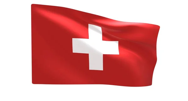 スイスの国旗は白地に隔離され — ストック写真
