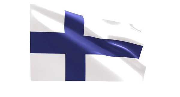 Bandeira Nacional Finlândia Sobre Fundo Branco Renderização — Fotografia de Stock