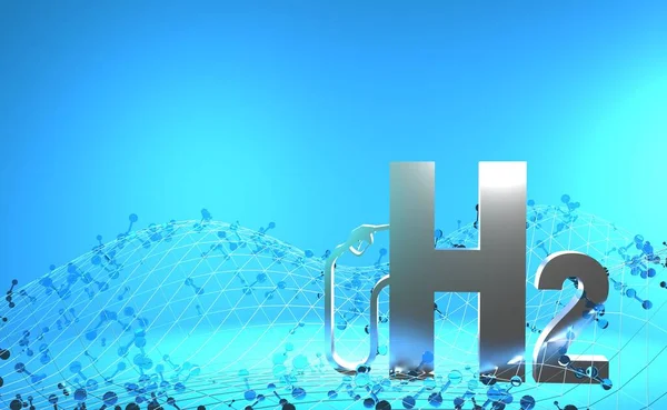 Hidrojen bataryası konsepti. H2. 3d oluşturuldu