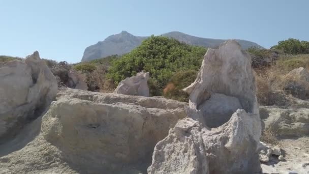 Forêt Pétrifiée Près Agia Maria Grèce Arbres Fossiles Près Mer — Video