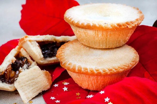 Christmas Fruit Mince Pies Gray Surface Lots Copy Space — Stock Photo, Image