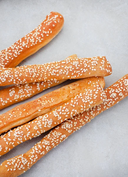 Traditional Favorite Snack Italy Grissini Bread Sticks Covered Sesame Seeds — Stock Photo, Image