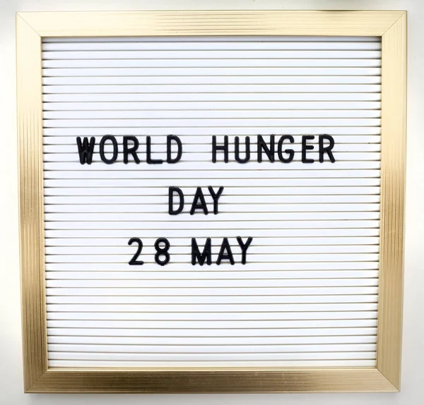 world hunger day 28 May on notice board