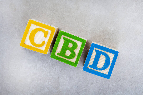CBD in kids letter blocks. Legal extract from Cannabis