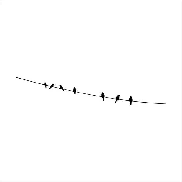 Uccelli Disegnati Mano Silhouette Monocromatiche Uccelli Illustrazione Isolata Sfondo Bianco — Vettoriale Stock