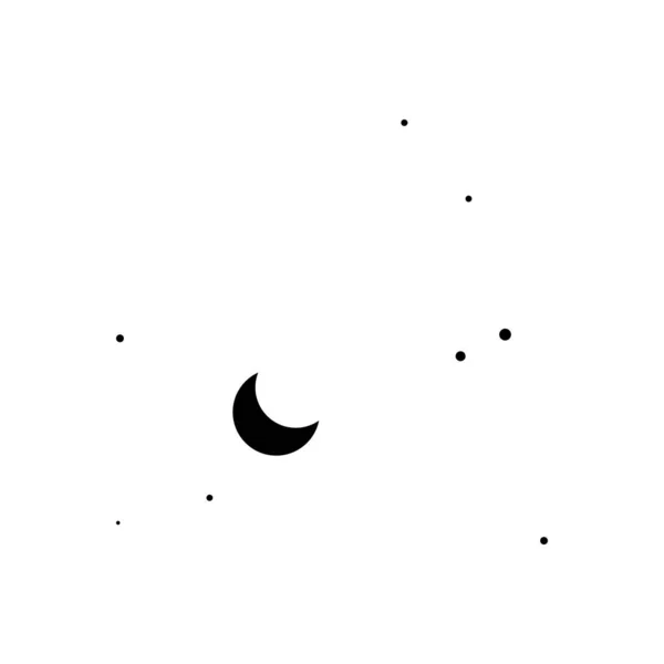 Mond Und Sternenelemente Abstrakte Landschaftselemente Abbildung Isoliert Auf Weißem Hintergrund — Stockvektor