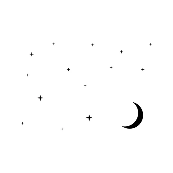 Hold Csillag Elemek Absztrakt Tájkép Elemek Illusztráció Elszigetelt Fehér Háttérrel — Stock Vector