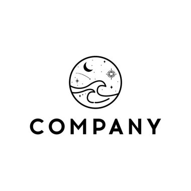 Basit ve modern logo tasarımı. Çapa Gemisi Çizgisi Sanat Logosu Minimum Amblemi, Okyanusun Ötesinde Vektör İllüstrasyon Tasarımı