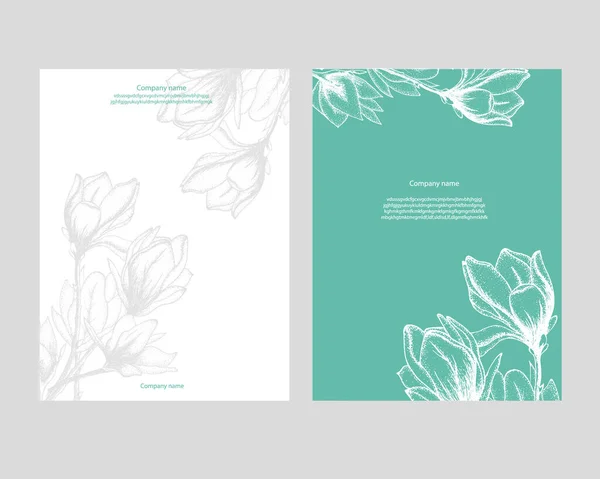 Tarjetas Elegantes Con Flores Decorativas Elementos Diseño Puede Utilizar Para — Vector de stock