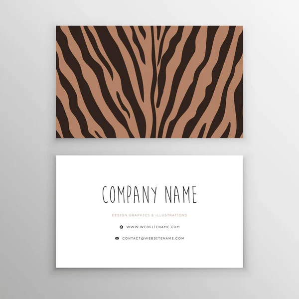 Cartão Pessoal Textura Zebra Cartão Visita Limpo Antecedentes Modernos Abstratos — Vetor de Stock