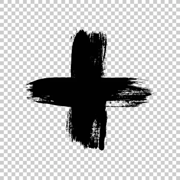 Handgezeichnetes Kreuz Grunge Cross Kreuz Mit Pinselstrich Auf Isoliertem Hintergrund — Stockvektor