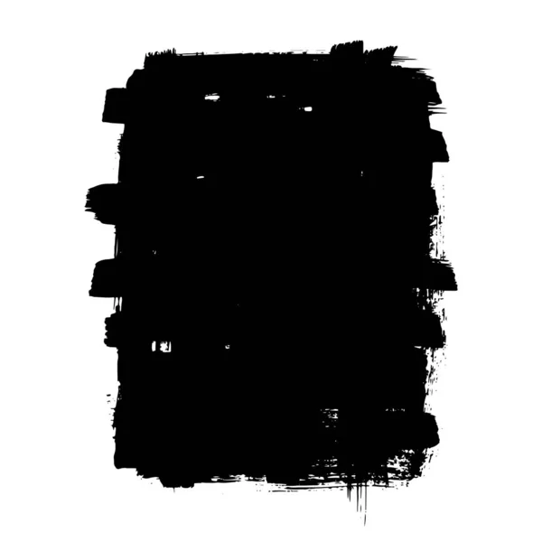 Zwarte Verf Penselen Inkt Penseelstreken Lijnen Vuile Artistieke Ontwerpelementen Dozen — Stockvector