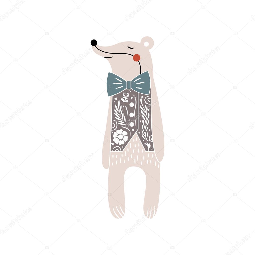 Cute Woodland Animal Illustration. Vector badger silhouette view side for retro logos, emblems, badges, labels template vintage design element.