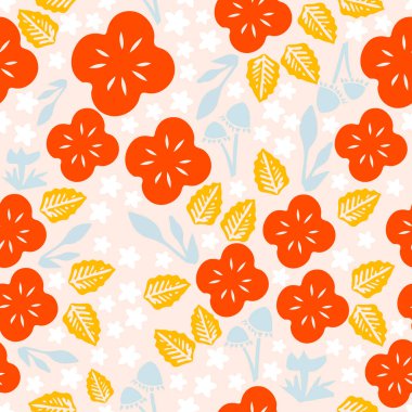 Elle çizilmiş çiçek deseni. Tekstil ve kumaş için şirin tasarımlar