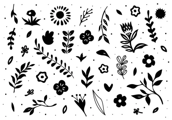 Květinové Prvky Ručně Načrtnuté Vektorové Vintage Elementy Vektor Ručně Kreslené Stock Ilustrace