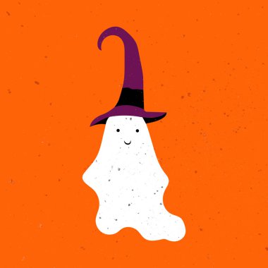 Şirin hayalet. Cadılar Bayramı sevimli komik hayalet. El Çizimi Basit Tasarım. Posterler, kartlar, Duvar Sanatı veya Kıyafetler için ideal. Şirin, ürkütücü hayalet..