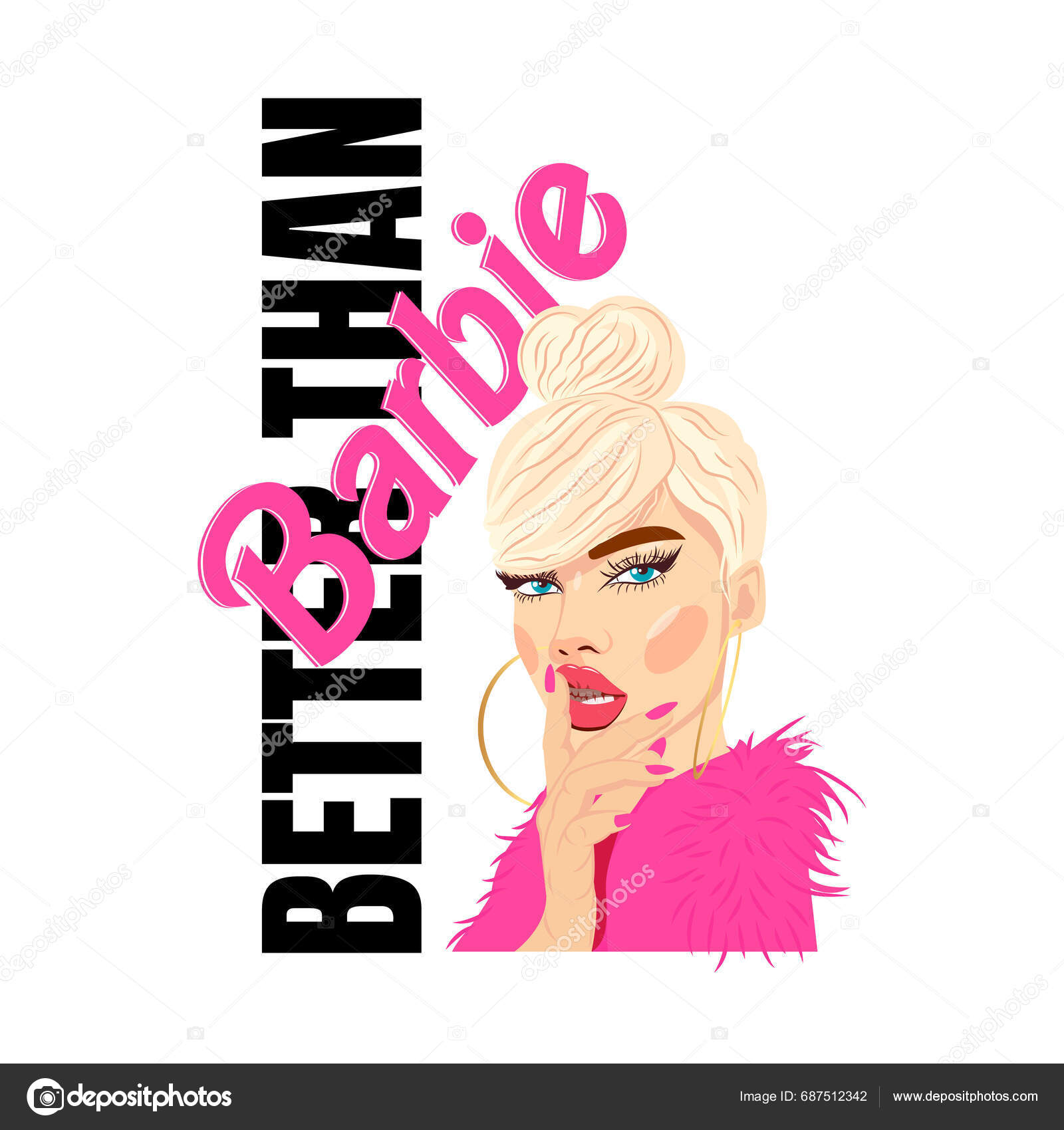 Better Barbie Slogan Vector Illustration White Background Stock Vector by ©Mila1717 687512342
