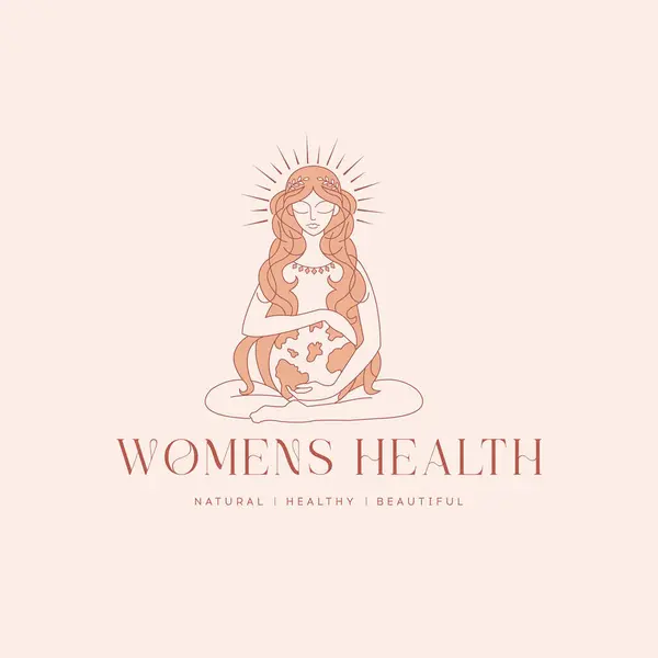 Womens Health Logo Beauty Woman Vector Logo Emblem Label Design Stock Vector