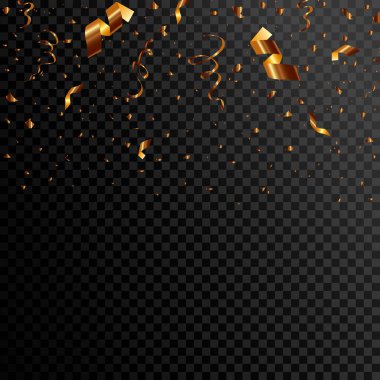 Altın konfeti ve promosyon ve gösteri seti için havai fişek sosu. Vektör konfeti png. Parlak parlak duvar kağıdı tasarımı.