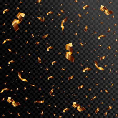 Altın konfeti ve promosyon ve gösteri seti için havai fişek sosu. Vektör konfeti png. Parlak parlak duvar kağıdı tasarımı.