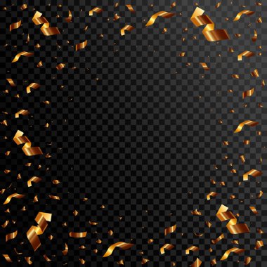 Altın konfeti ve promosyon ve gösteri seti için havai fişek sosu. Vektör konfeti png. Parlak parlak duvar kağıdı tasarımı.