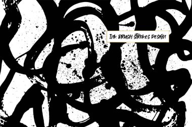 Mürekkep fırçası darbeleri arka plan. Grunge fırça darbeleri arka planda. Grunge dokusu arka planda. Soyut siyah-beyaz grunge dokusu. Fırça darbesi dokusu. Siyah mürekkep, boya sıçraması..