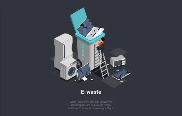 Zero Waste Wiederverwendung Umweltfreundlichkeit Trennung Und Recycling Von Müll Müll — Stockvektor